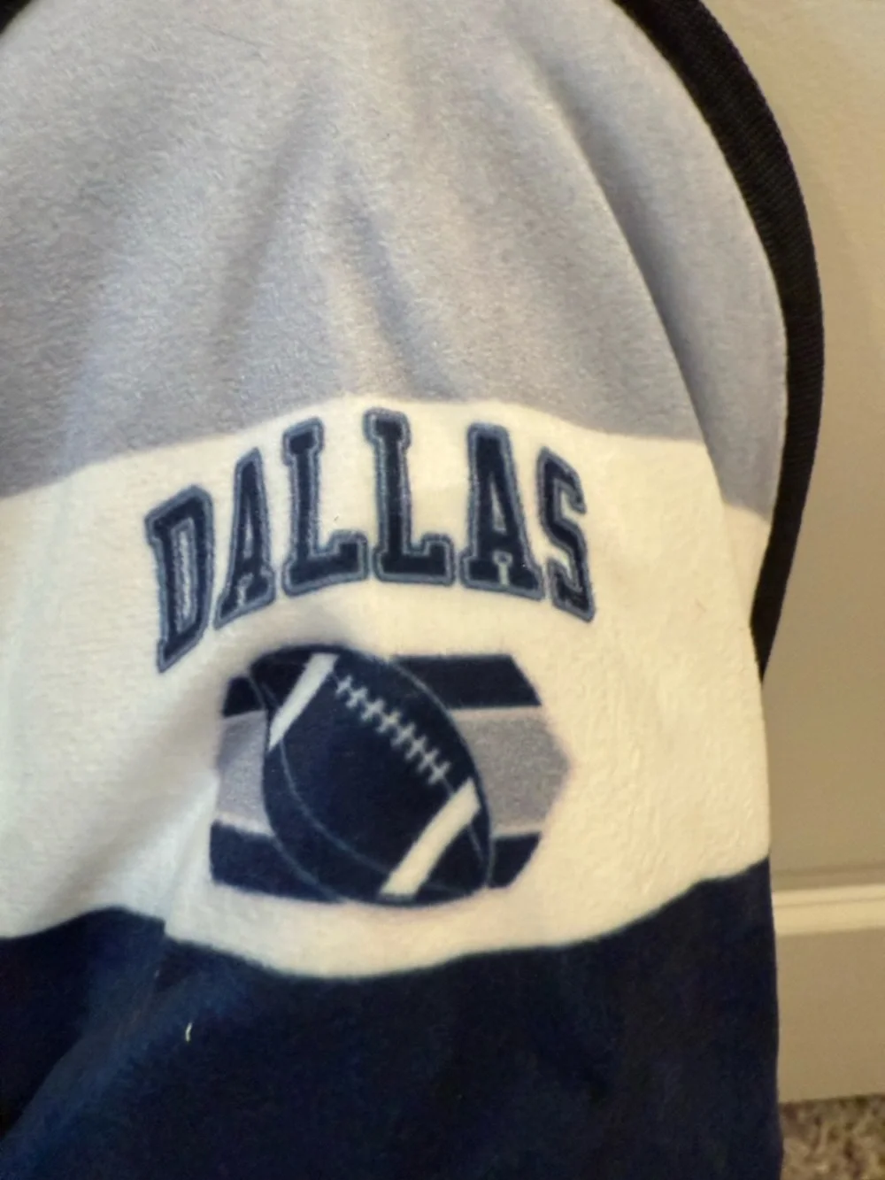 Dallas Blue and White Men's Plush Slip-On Slippers